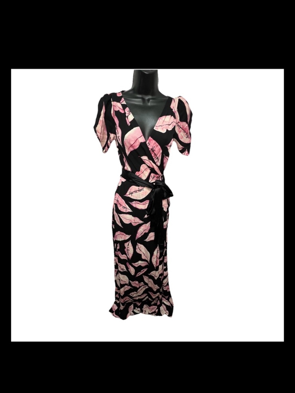 Diane Von Furstenberg Lips Watercolor Silk Wrap Dress NWOT 6  Love Is Life Y2K